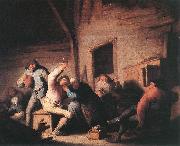 Adriaen van ostade Carousing peasants in a tavern. oil on canvas